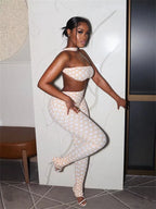 Weird Puss Hottie Polka Dot 2-Piece Set Women Halter Chest Wrapped