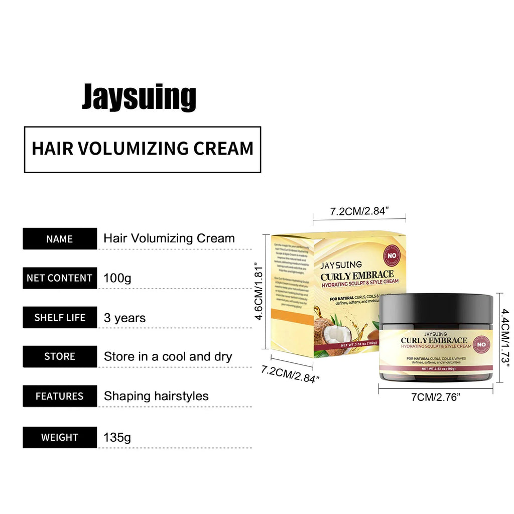 Hair Volumizing Cream Curly Hair Elastin Enhancer Hairstyle Conditioner Repair Frizz Smoothing Moisturizing Boost Defining Cream
