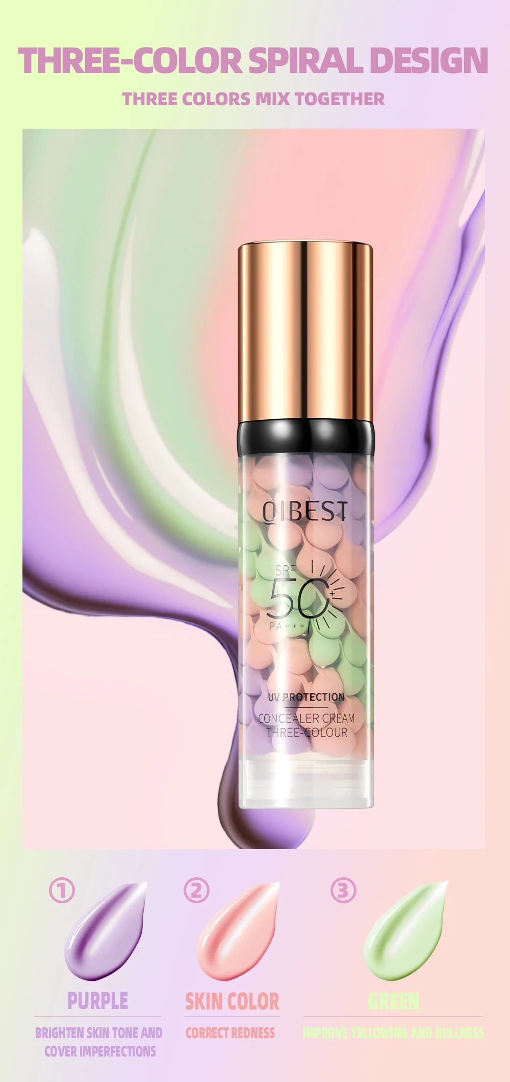 QIBEST Protective Pre-makeup Cream Even Skin Tone Brightening Base Mild Non-irritating Isolation Concealer
