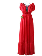 2024 Summer ruffle bohemia chiffon dress vestidos femininos tropical
