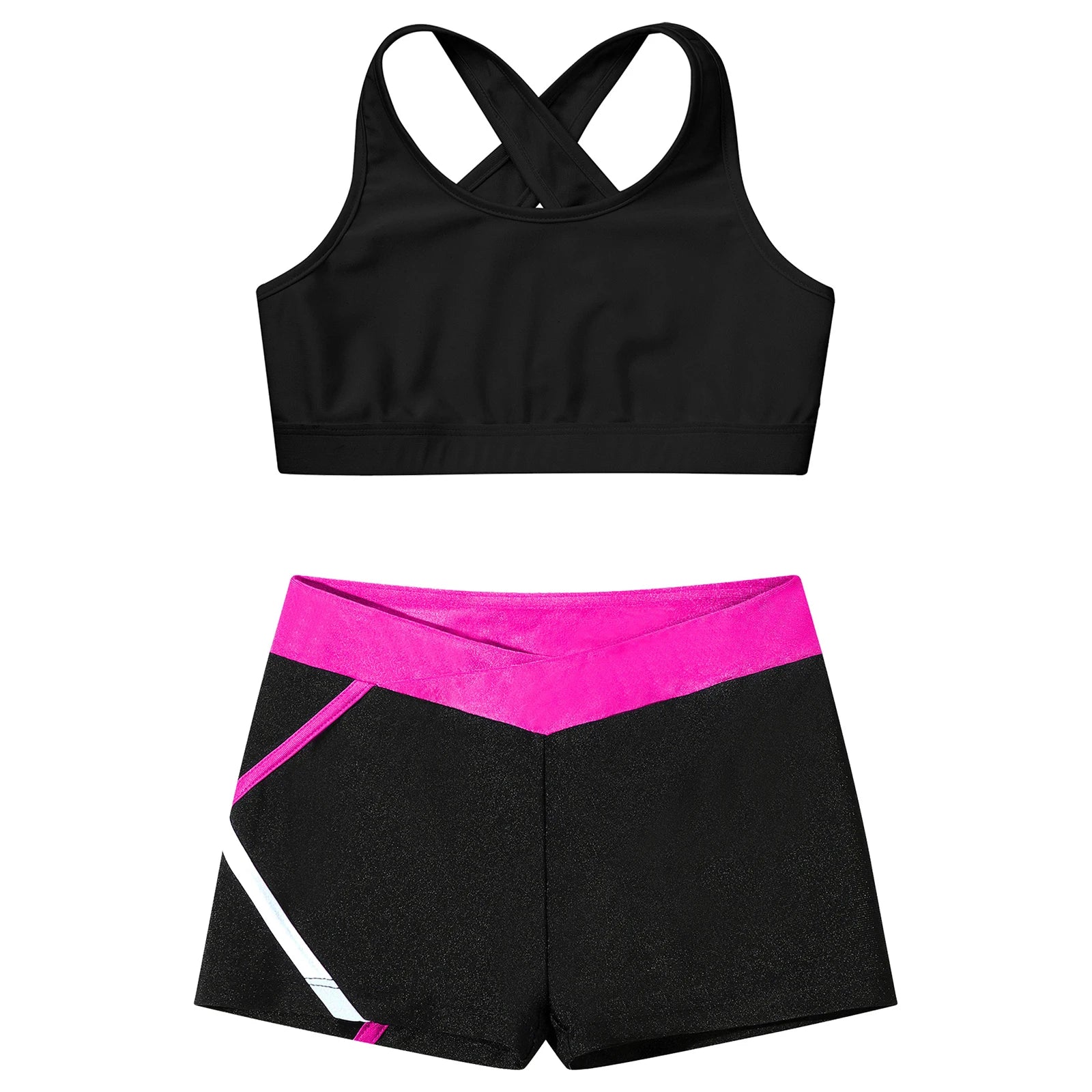 Children's Clothing Girls Ballet Dance Suits Crop Top + Shorts Sports Sets for Running Gym Workout Outfit 8 10 14 16 Kids Sets