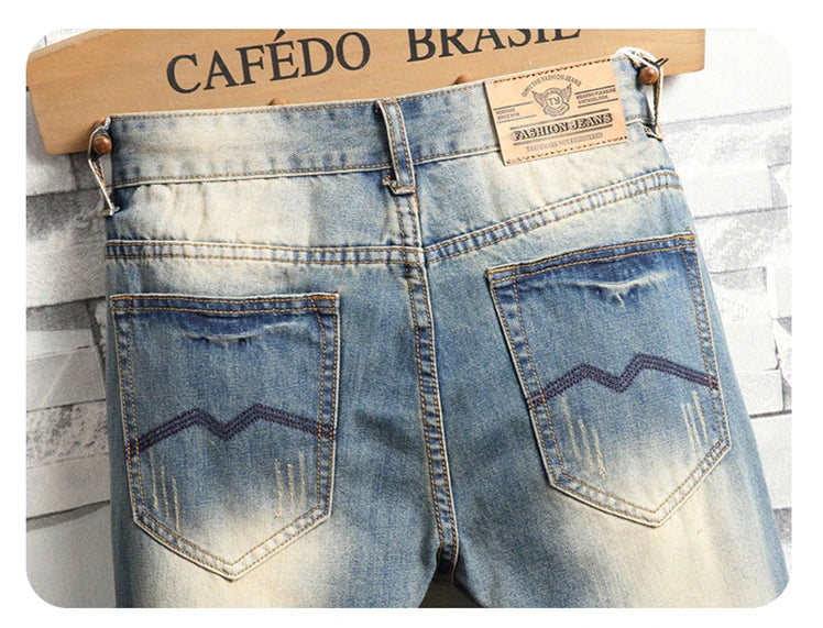 Jean homme déchiré bleu vintage – Streetwear délavé