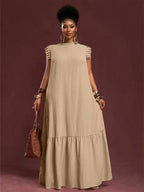 Plus Size Women's Elegant Skirt Dress Casual Work European American Style with Pleated Texture And Large Swing Hemline