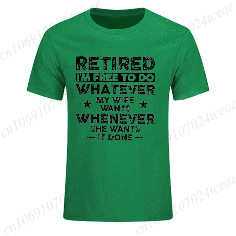 T-Shirt for Men Women,Men's Funny Retirement T-shirt, Husband Retired Hubby Printed T-Shirts for Men & Women Clothing Tops Gift