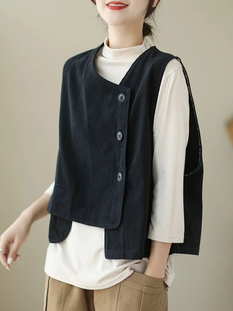 Veste Femme Style Japonais Vintage – Col V Bouton