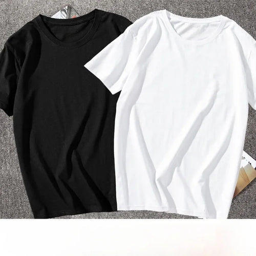 100% cotton Solid Tshirts Mens Short Sleeve Fashion Brand Trend White Black Clothing Tees Woman Customized Products Summer