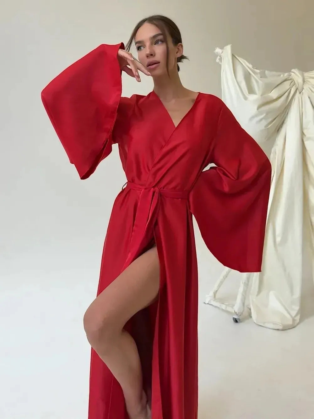 Robe longue femme d’hiver – Ceinture et manches longues
