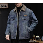 2026 Autumn and Winter Men's New Denim Jacket Fleece Thickened Retro Loose Casual Jacket