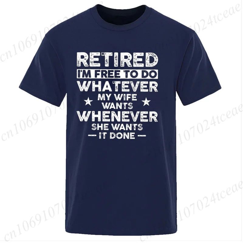 T-Shirt for Men Women,Men's Funny Retirement T-shirt, Husband Retired Hubby Printed T-Shirts for Men & Women Clothing Tops Gift