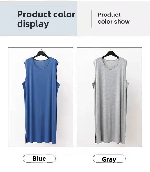 Men's Sleepwear Vest Long Dress Comfortable Home Clothes Bathrobe Sexy Nightwear Spring Summer Autumn Winter Youth Pajamas ﻿