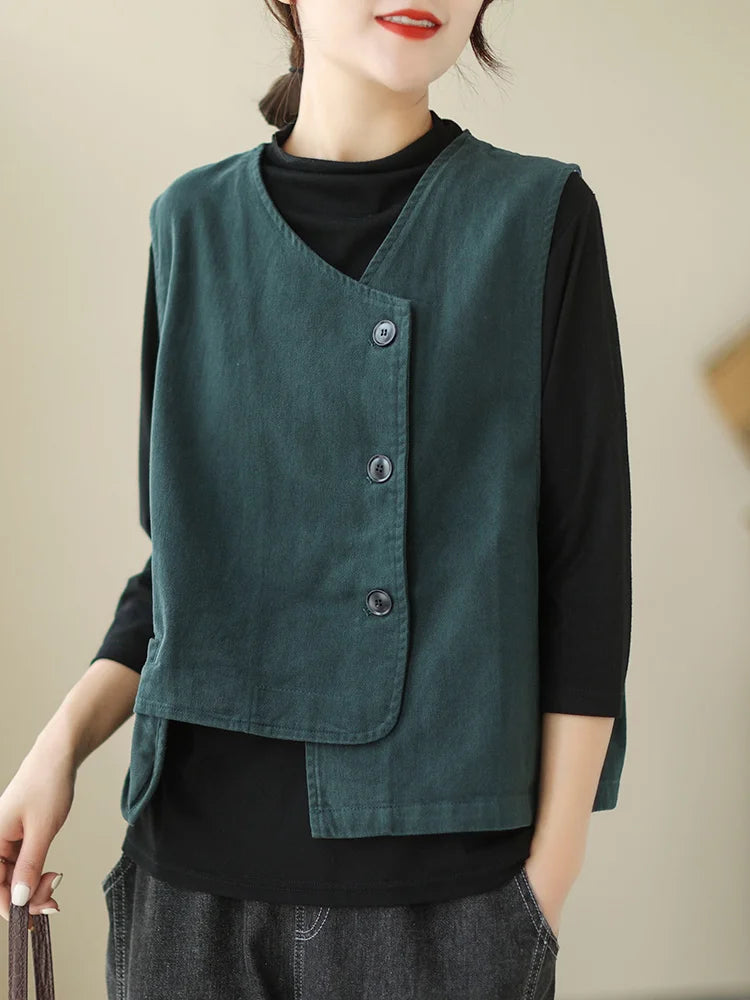 Veste Femme Style Japonais Vintage – Col V Bouton