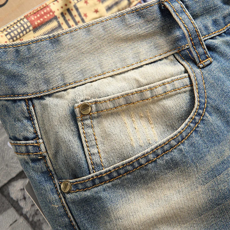Jean homme déchiré bleu vintage – Streetwear délavé