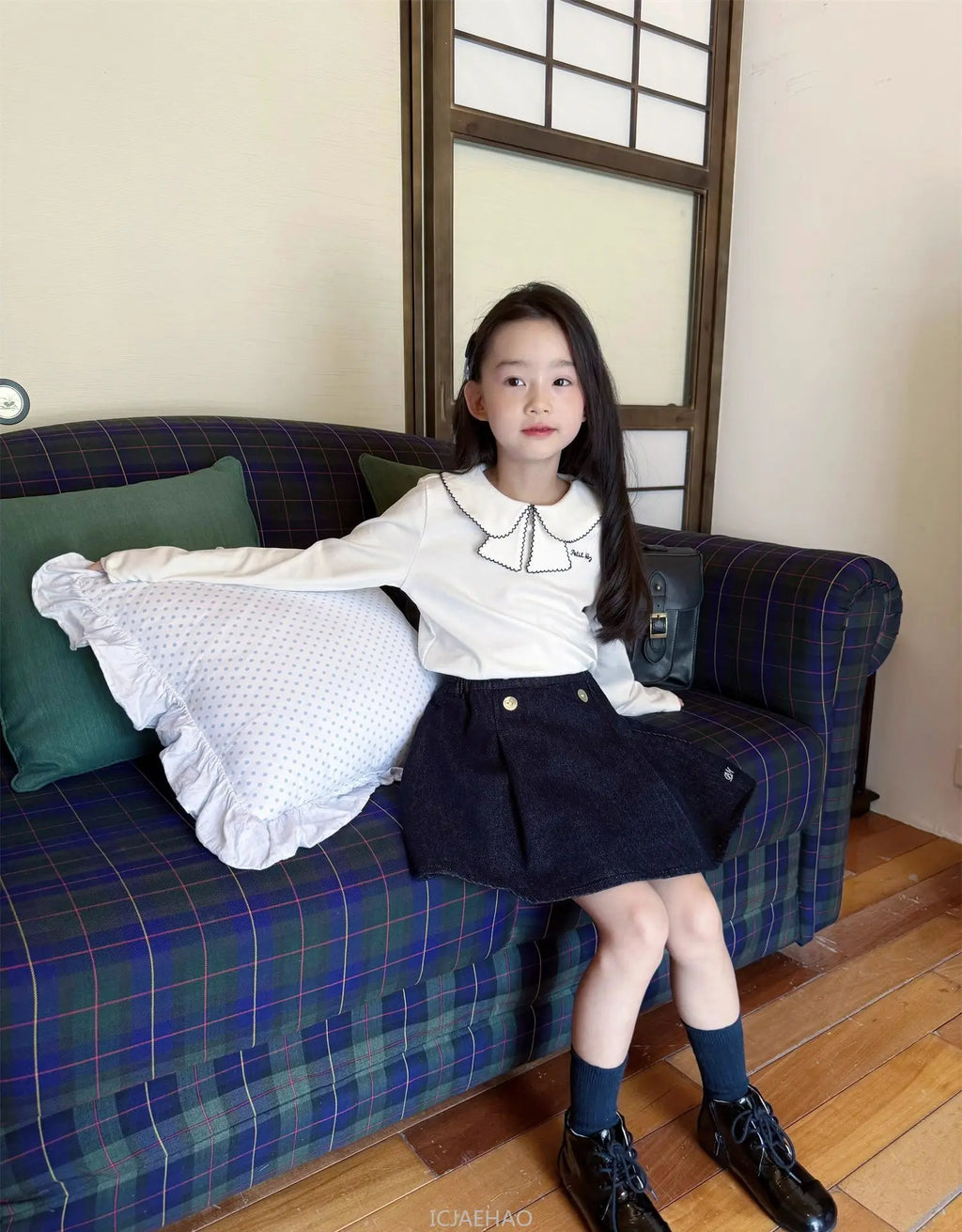 Teen Girl Clothes Children  Waist Shell Button Denim Skirt and Top Kids Versatile Casual Outfits Costumes Vintage Girls Elastic