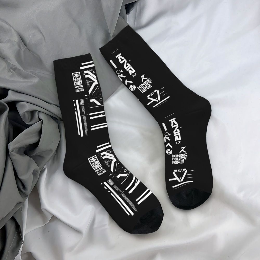 Techwear Men's Crew Socks Unisex Fun Japanese Future Tech Street Wear Style Spring Summer Autumn Winter Dress Socks