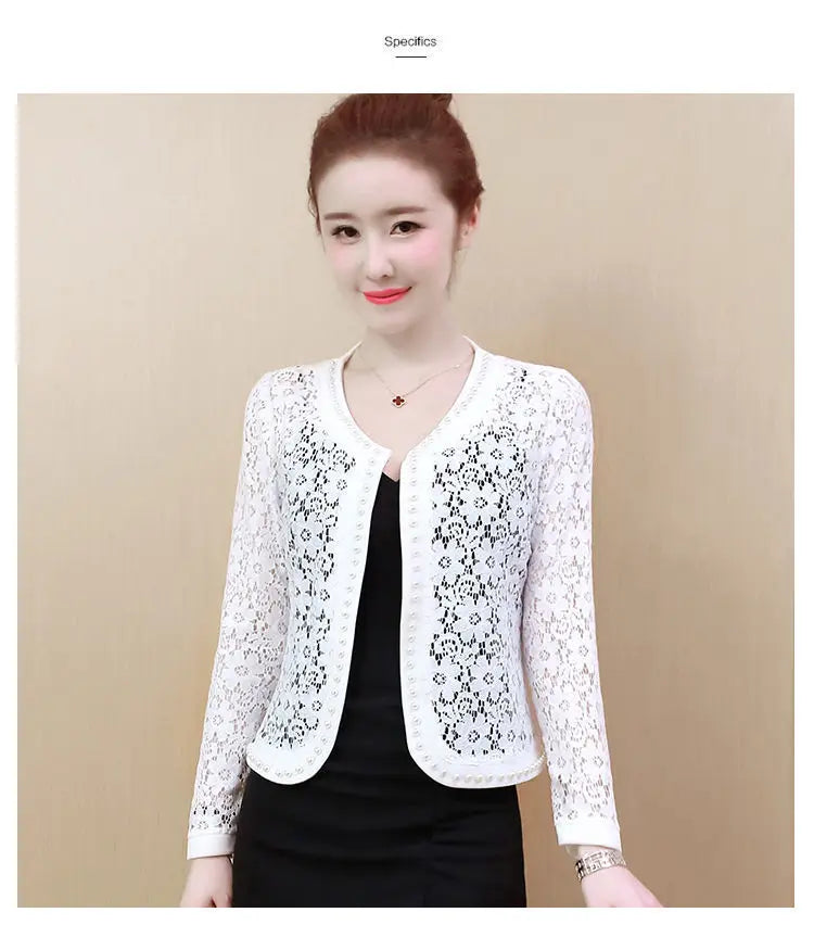 Veste courte en dentelle femme — Cardigan léger printemps-été
