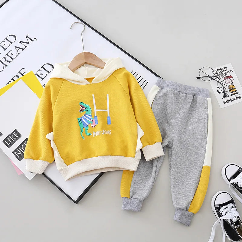 Baby Boys Girls Velvet Hooded Clothing Set Kids Jacket Coat Pants Suit for Sports Suits Tracksuits Toddler Children Clothes Set