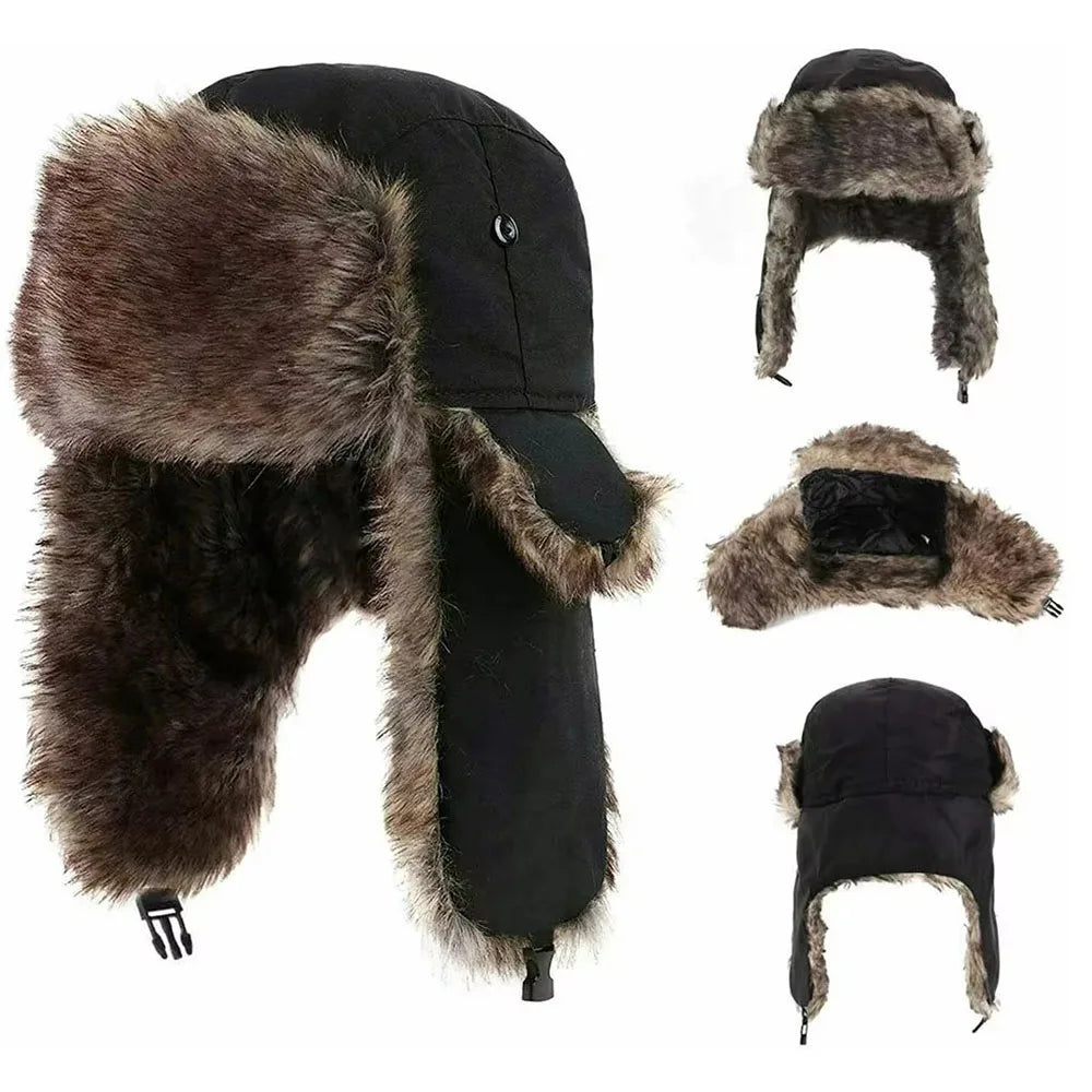 Unisex Warm Men's Women Trapper Cap Aviator Trooper Earflap Winter Flaps Ski Hat New Er Hats Russian Faux Fur Hats