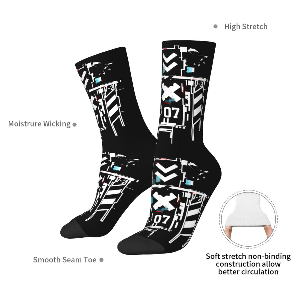Techwear Men's Crew Socks Unisex Fun Japanese Future Tech Street Wear Style Spring Summer Autumn Winter Dress Socks