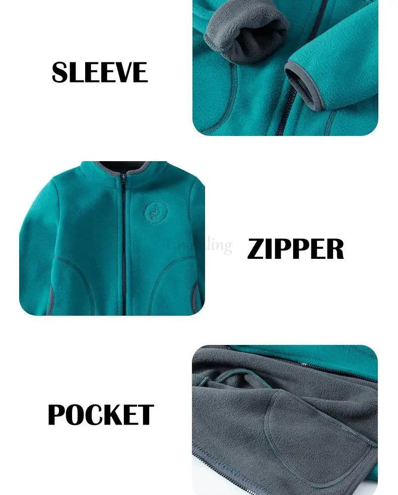 Manteau Polaire Enfant À Capuche – Double Polaire Chaud Zipé 2-14 Ans