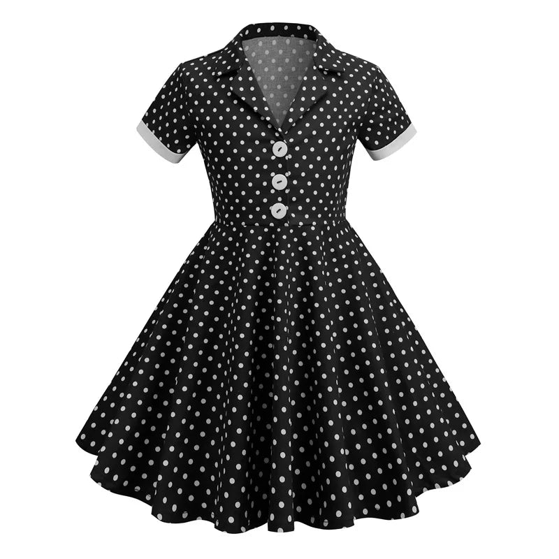 Vintage Dot Dress for Kids Girl Cosplay Party Princess Summer Prom Dress School Performance Clothing Full Pringting Children Dre