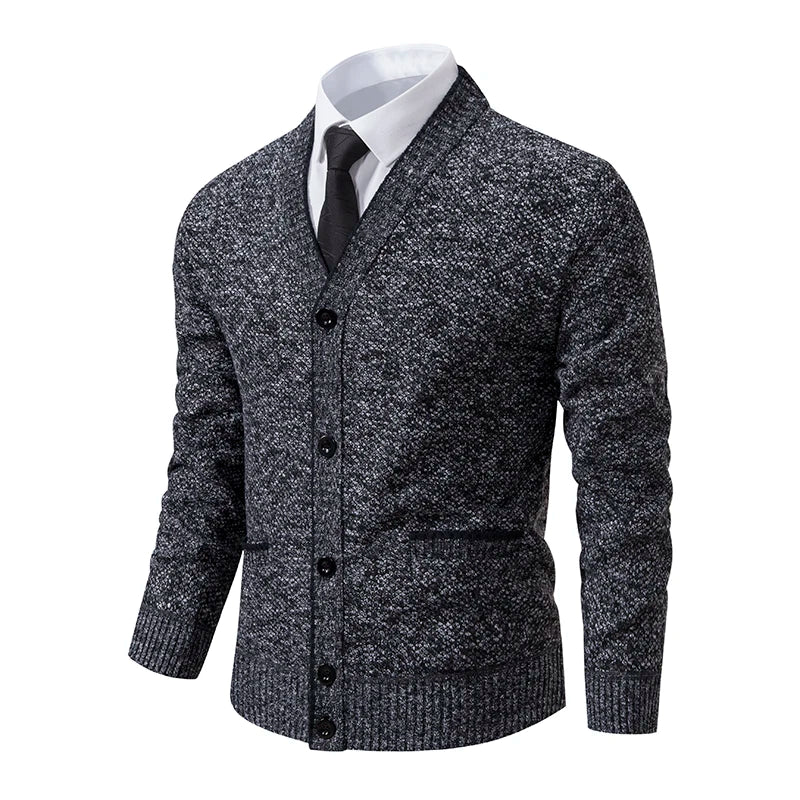 Cardigan Tricot Homme Col V – Pull Casual Chaud Automne Hiver M-4XL