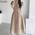 Women Fashion OL Work Sundress ZANZEA Elegant Summer Short Sleeve