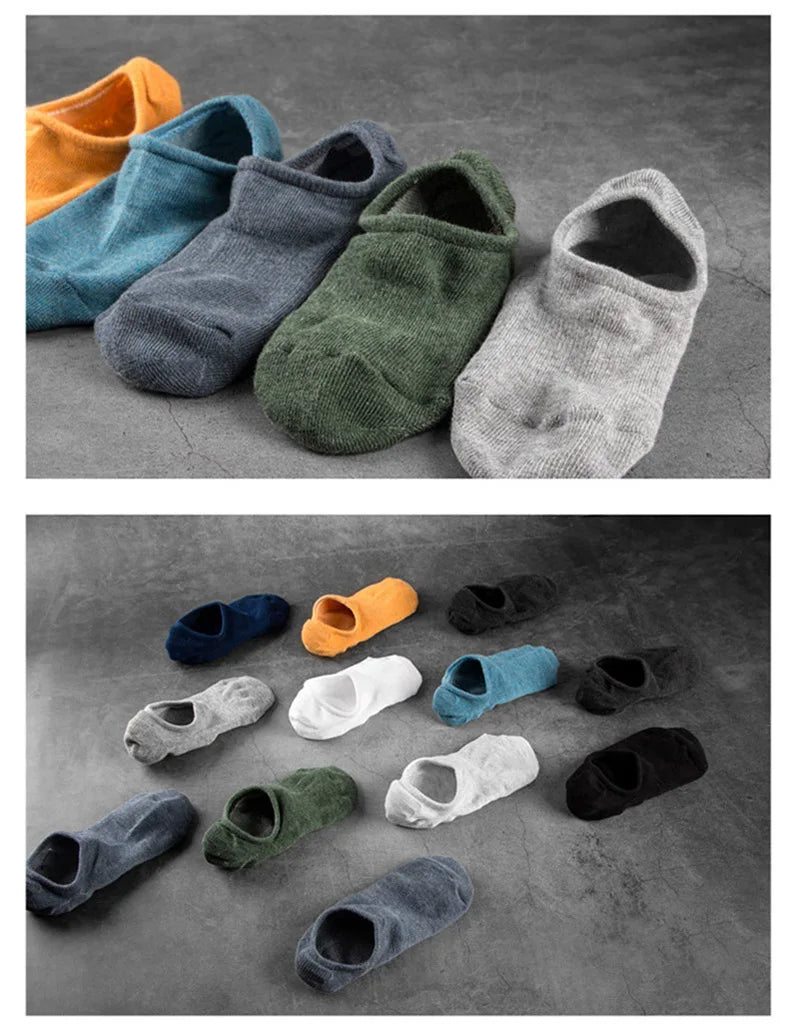 3 Pairs/Lot Plus Size EU47,48 Mens Low Cut Cotton Invisible Socks Silicone Non-slip Summer Autumn Comfort Black White Boat Socks