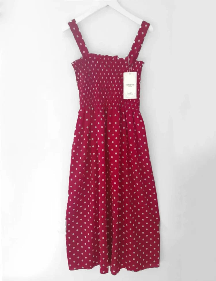 robe femme Summer Polka Dot Womens Dresses Elegant Square Neck Sleeveless Chiffon Long Dress Super Discount vestidos para mujer