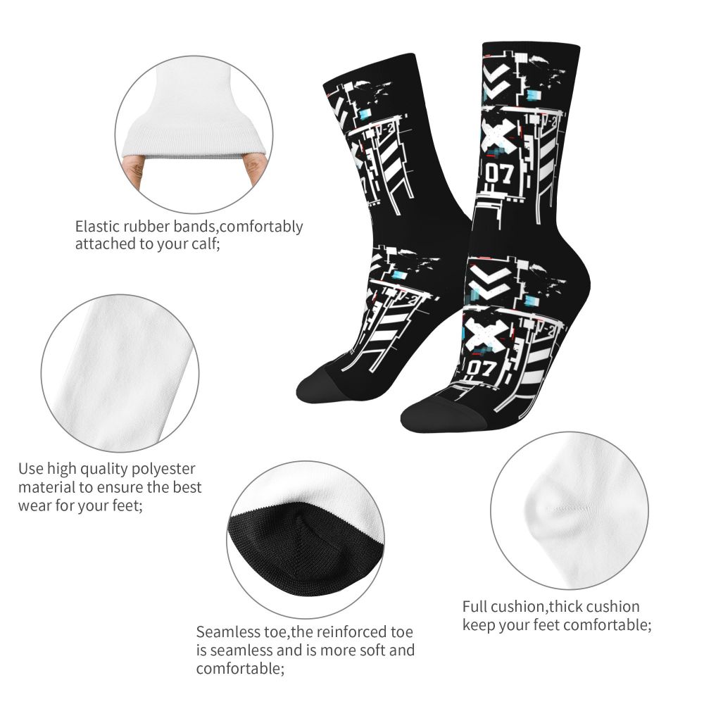 Techwear Men's Crew Socks Unisex Fun Japanese Future Tech Street Wear Style Spring Summer Autumn Winter Dress Socks