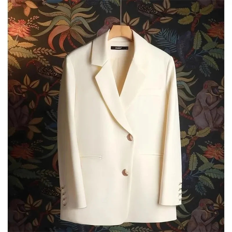 Blazer Femme Style Coréen – Veste Tailleur Élégante Col V Printemps Automne