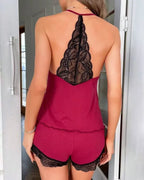 Pyjama femme 2 pièces – Débardeur et short à dentelle