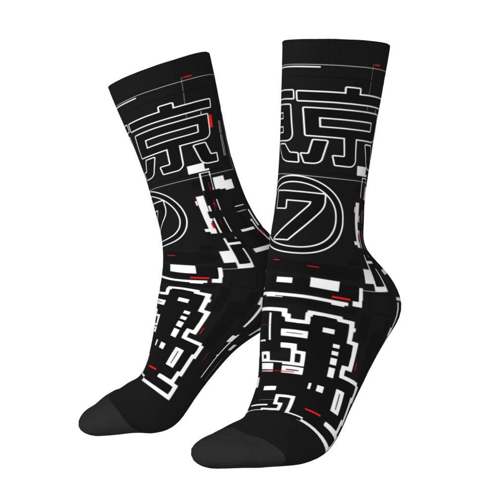 Techwear Men's Crew Socks Unisex Fun Japanese Future Tech Street Wear Style Spring Summer Autumn Winter Dress Socks