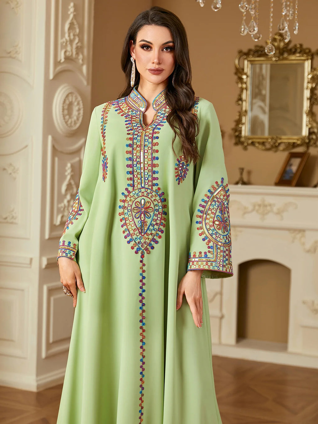 2025 Ramadan Muslim Women Embroidery Long Dress Islam Gulf Jalabiya Morocco Kaftan Turkey Robe Dubai Abaya Eid Djellaba Vestidos