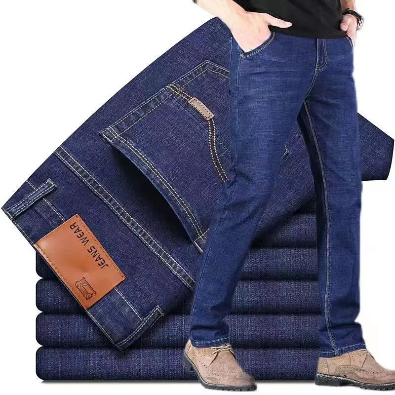 2026 JEAN New Business Men's Jeans Casual Straight Stretch Fashion Classic Blue Black Work Denim Trousers Male Brand Clothing