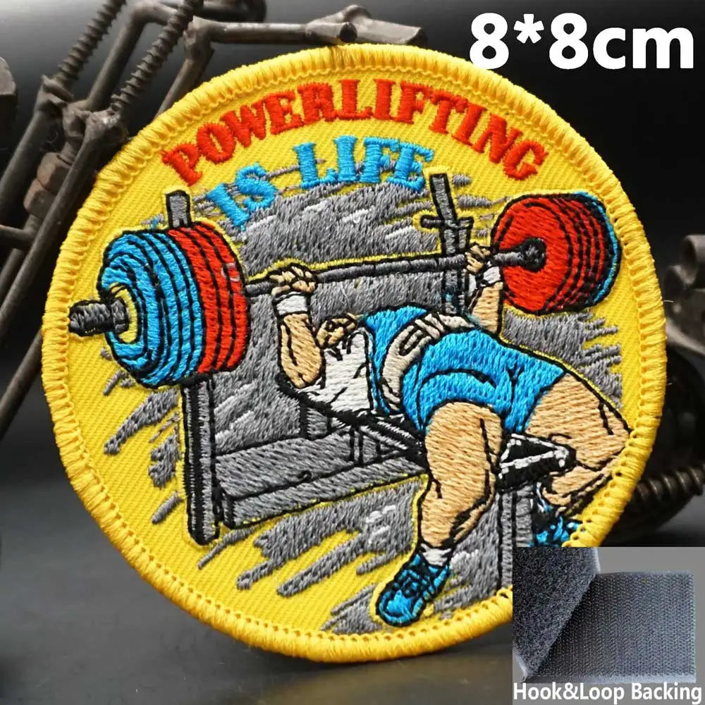 Patch brodé haltérophilie — À coudre sur vêtements, sacs et casquettes
