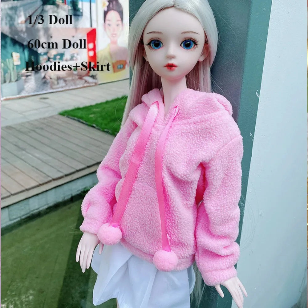 Fashion Doll Plush Hoodies Casual Wears DIY Accessories Cartoon Tops Handmake for 1/3 1/4 1/6 BJD Doll For 30/45/60cm Doll