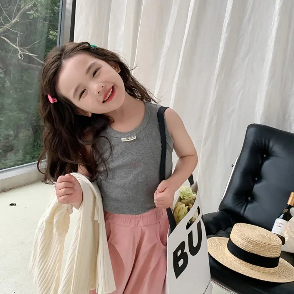 Kids Underwear Girls Tops Vests Children Summer Vest Tops for Boys Solid Tank Top Boy Clothes Cotton Tees Sleeveless 2 To 8Y
