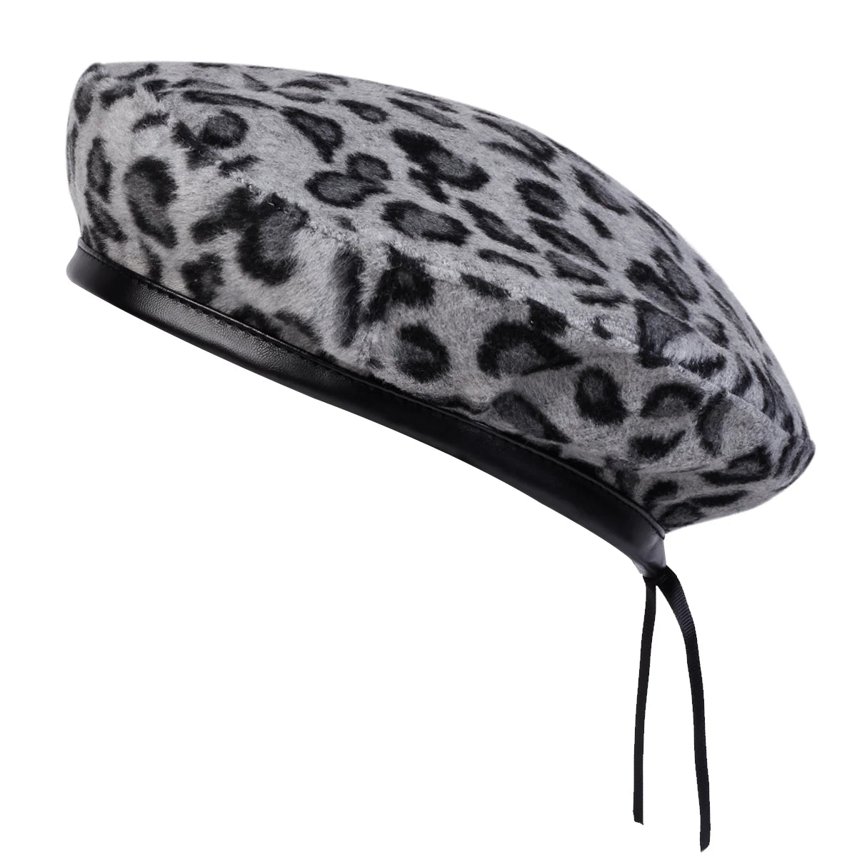 Unisex Fur Leopard Print Beret Men and Women Painters Hats Autumn Winter Warm Berets Flat Caps