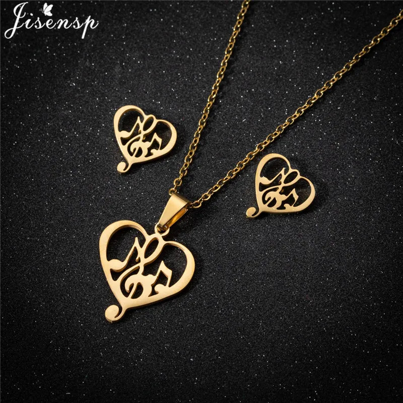 Parure Bijoux Femme Minimaliste – Collier + Boucles d’Oreilles Acier Inoxydable