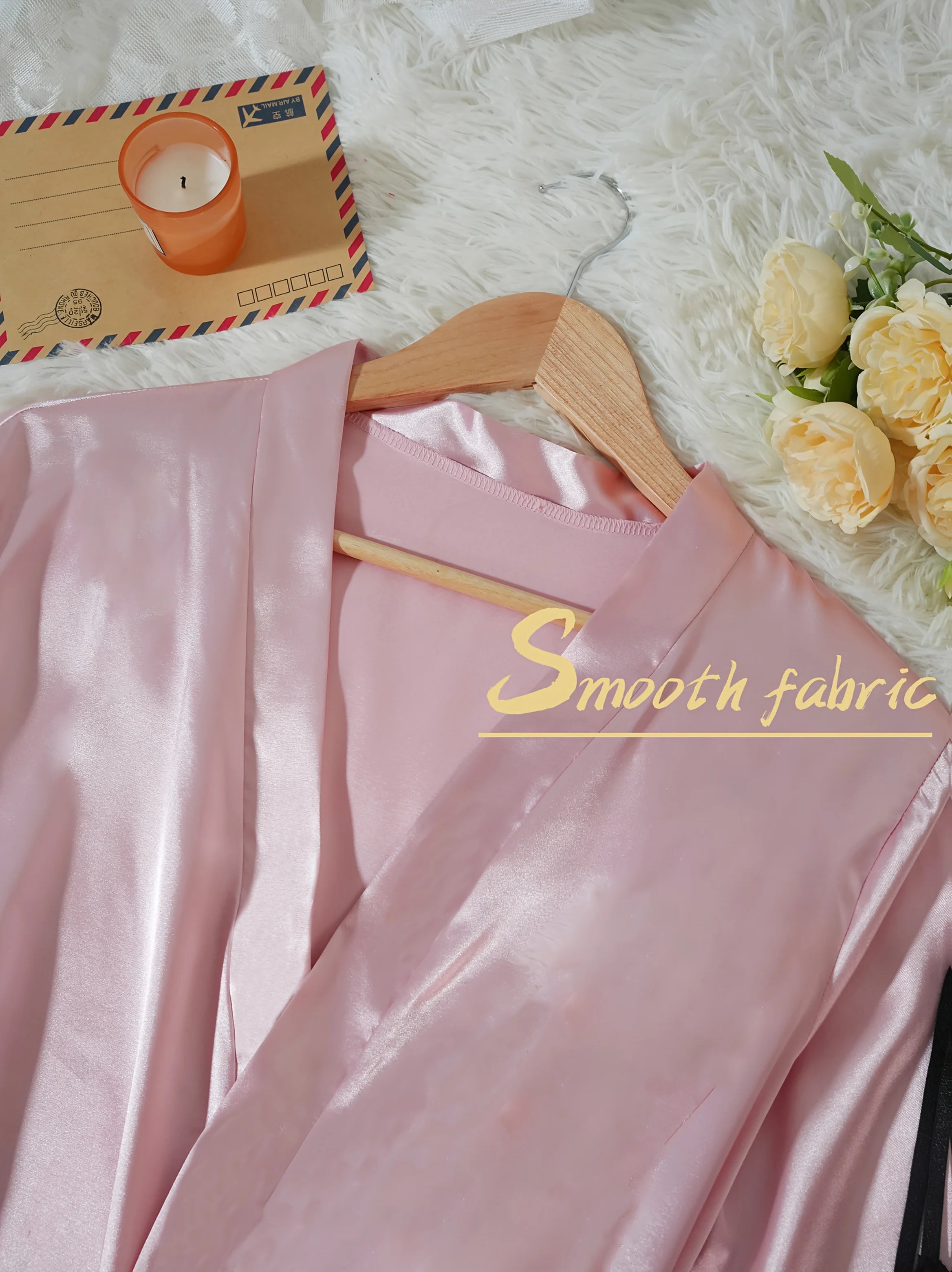 Ensemble Pyjama Satin 4 Pièces avec Robe