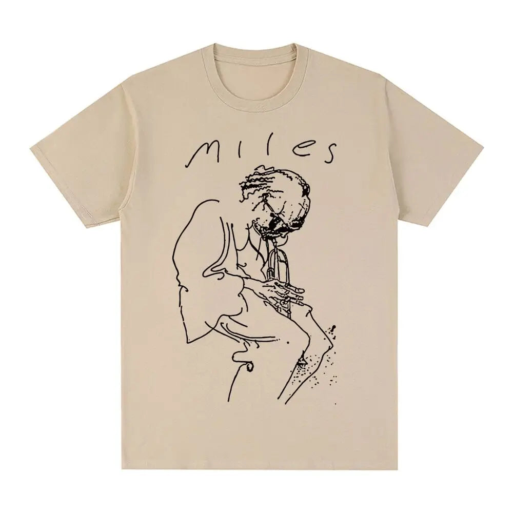Miles Davis Vintage T-shirt Retro Music Jazz Concert Singer Art Cotton Men T shirt New Tee Tshirt Womens Tops