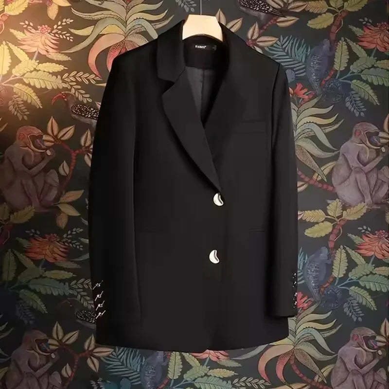 Blazer Femme Style Coréen – Veste Tailleur Élégante Col V Printemps Automne