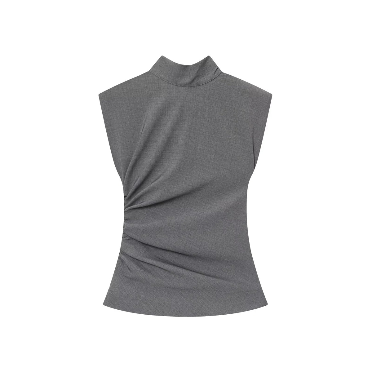 European and American style foreign trade women's clothing new 2025 fashionable versatile solid color no cuff shoulder pad top