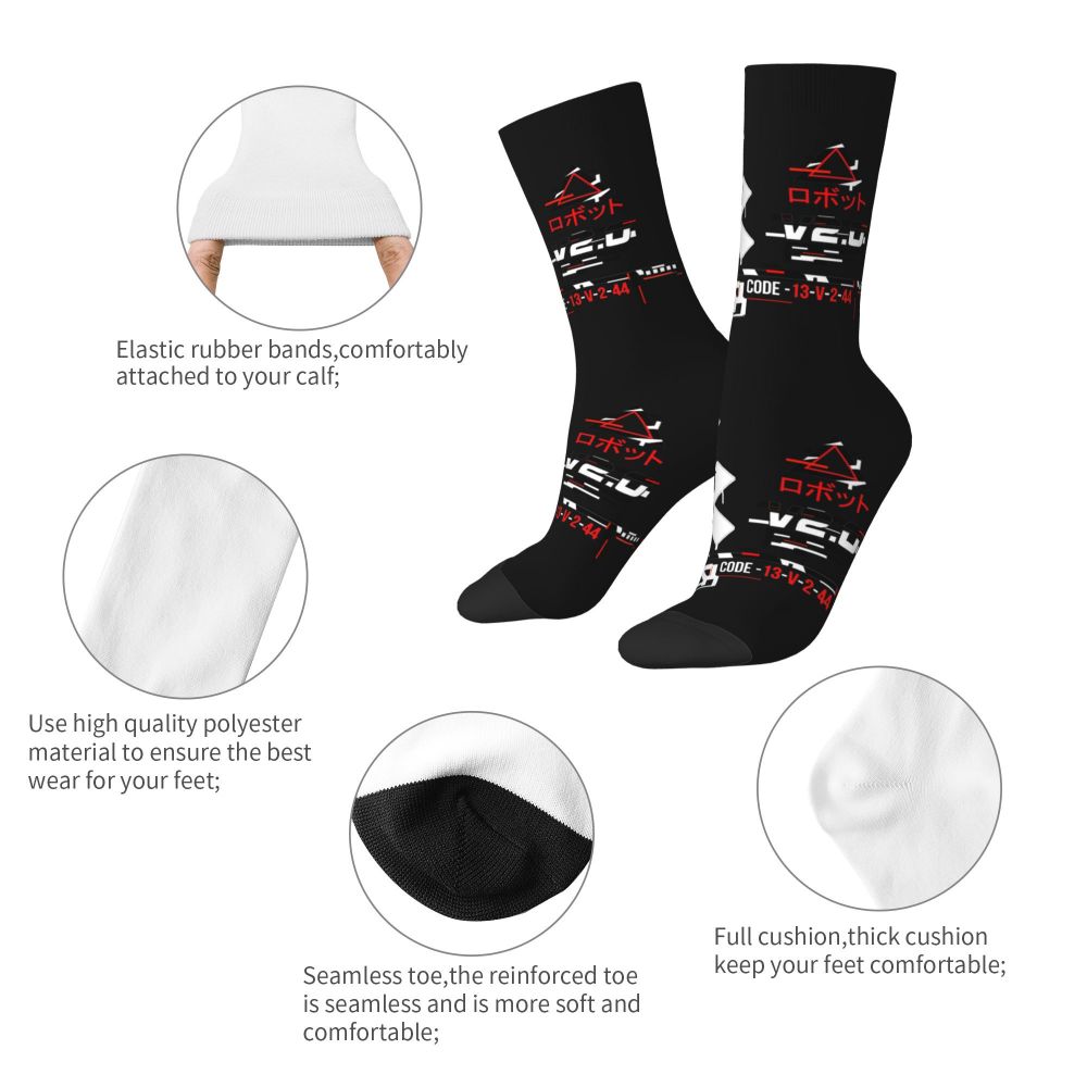 Techwear Men's Crew Socks Unisex Fun Japanese Future Tech Street Wear Style Spring Summer Autumn Winter Dress Socks