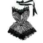 Pyjama femme effet satiné – Caraco et short à dentelle