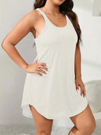 Women's Plus Size 1XL-5XL Basic Loungewear U-Neck Sleeveless Dress A-line Solid Color Casual Beach Dress Party Dress