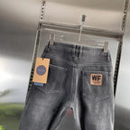 Thick Jeans Men's Slim Fit Spring Autumn Winter Casual Long Pants