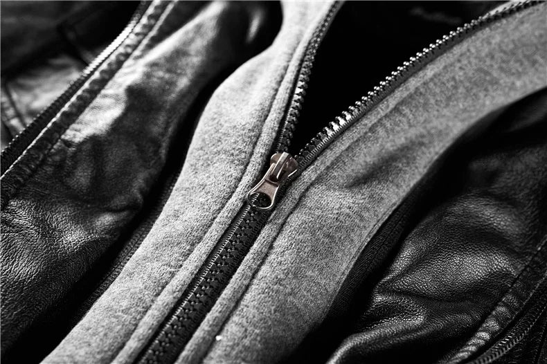 Veste Moto Femme Cuir PU – Capuche Amovible Slim Noir Streetwear