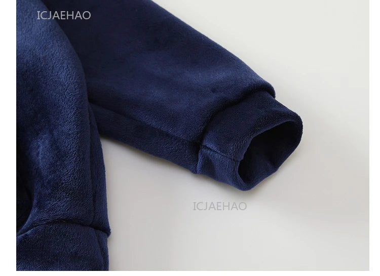 Boys Girls Velvet Warm Long Sleeve Hooded Outfit Set Children Clothing Casual Tracksuit Outdoor Wear Autumn Winter Kids Clothes
