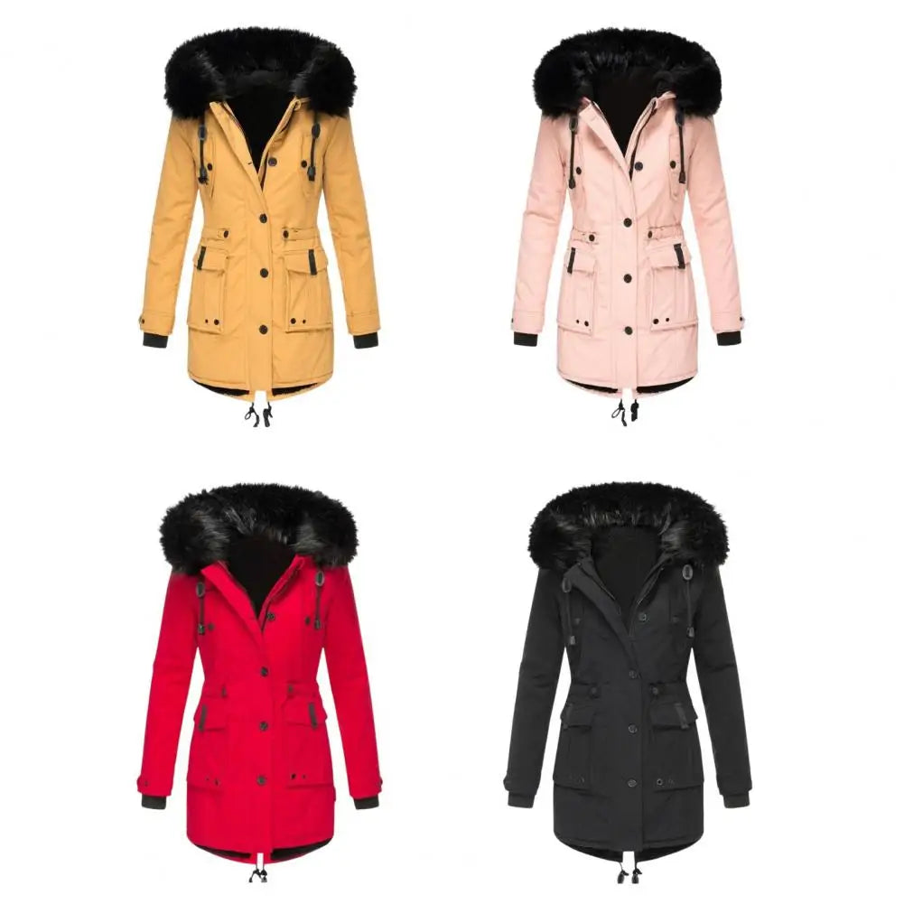 Adding Velvet Thickening Overcoming Outerwear Women's Cotton Jacket 2025 Winter Item Slimming Cotton Coat Outwear Jacket